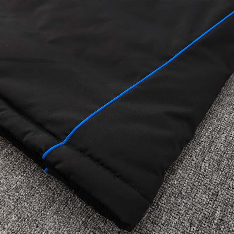 24-25 Italy Black Hooded Windbreaker Fabric Cotton Coat #G224