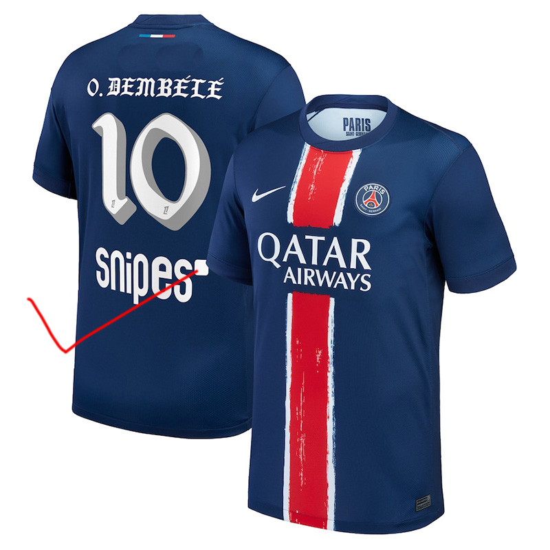 24-25 PSG Home O.Dembélé #10 Fans Soccer Jersey (Snipes) (B-X-R Fonts)