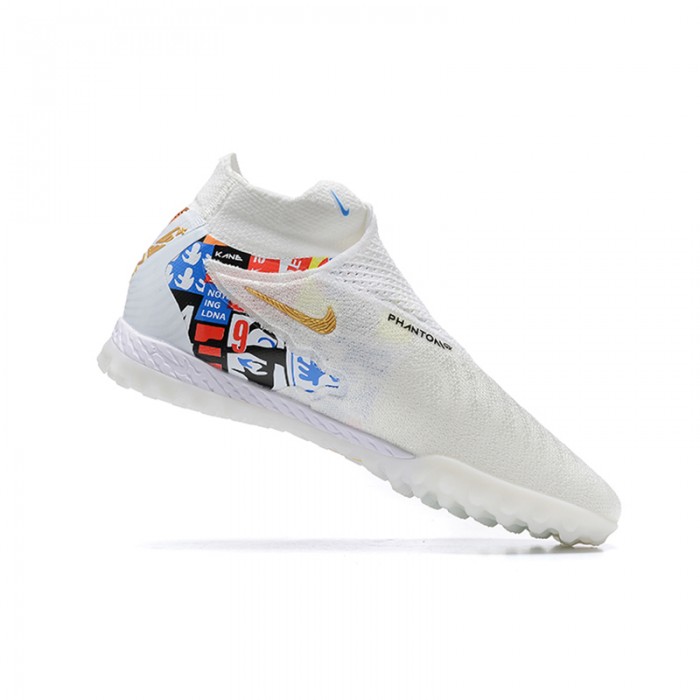 Phantom GX Elite DF Link TF High Soccer Shoes-White/Gold-1658221