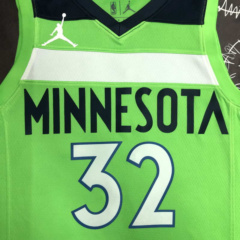 Timberwolves TOWNS #32 Fluorescent Green Top Qu...