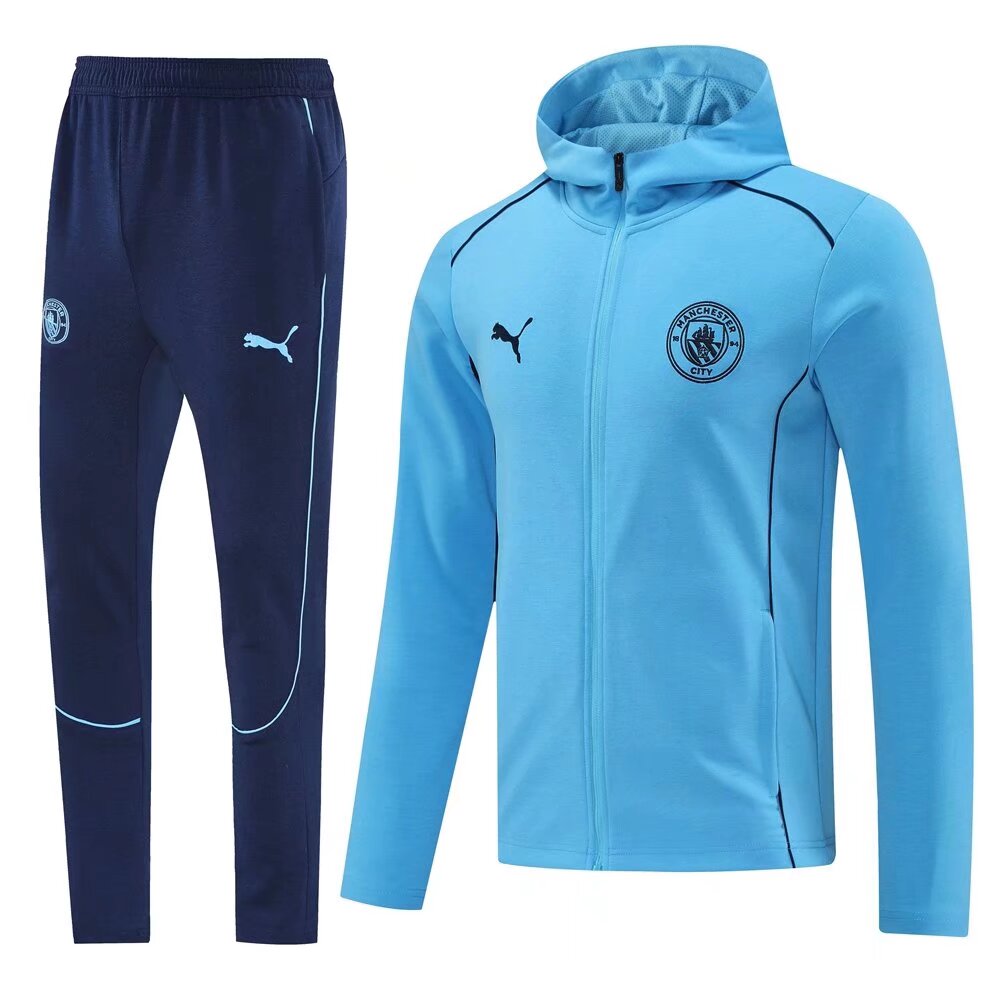 24-25 Man City Blue Beige Hoodie Jacket Tracksuit