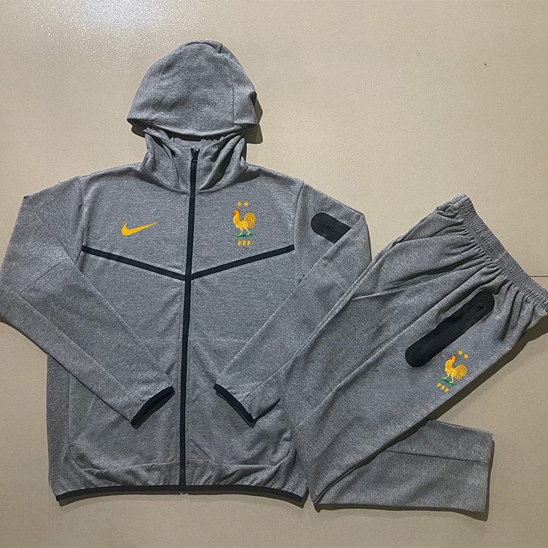 24-25 France Grey Hoodie Jacket Tracksuit #F574