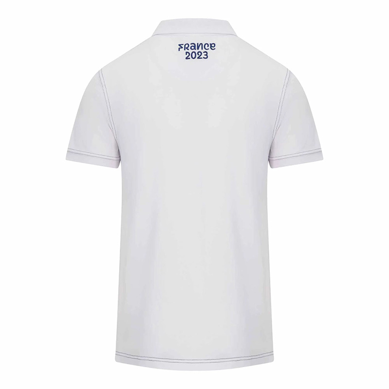2023 France White Rugby Polo Short Sleeve