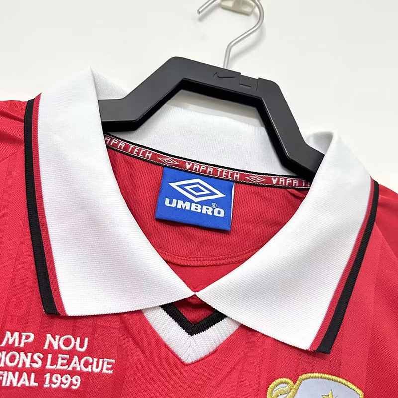 1999 Man Utd Final Long Sleeve Retro Soccer Jer...