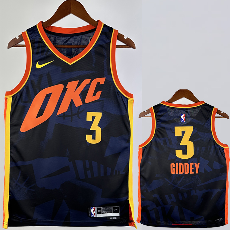 23-24 OKC Thunder GIDDEY #3 Dark Blue City Edit...