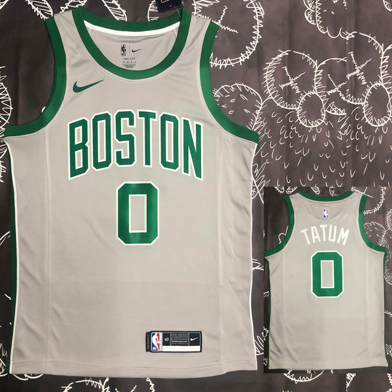 CELTICS TATUM #0 Gray Top Quality Hot Pressing ...