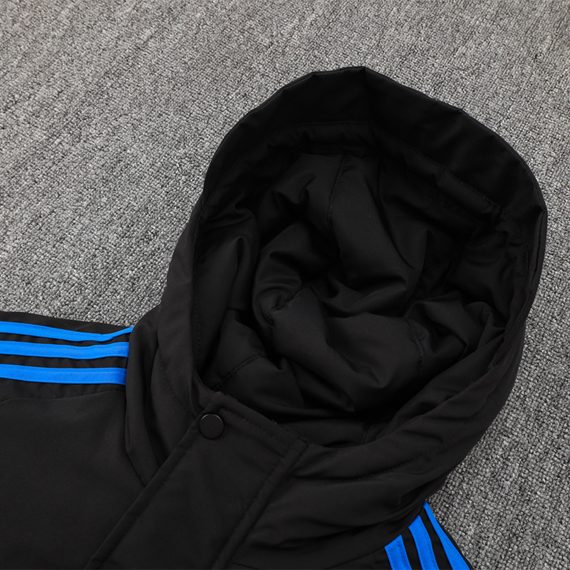 24-25 Bayern Black Hooded Windbreaker Fabric Cotton Coat #G209