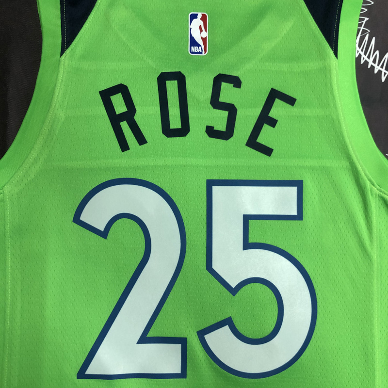 Timberwolves ROSE #25 Fluorescent Green Top Qua...
