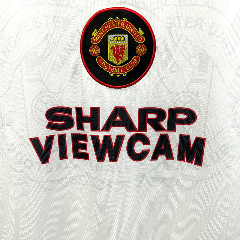 1996-1997 Man Utd Away White Retro Soccer Jersey