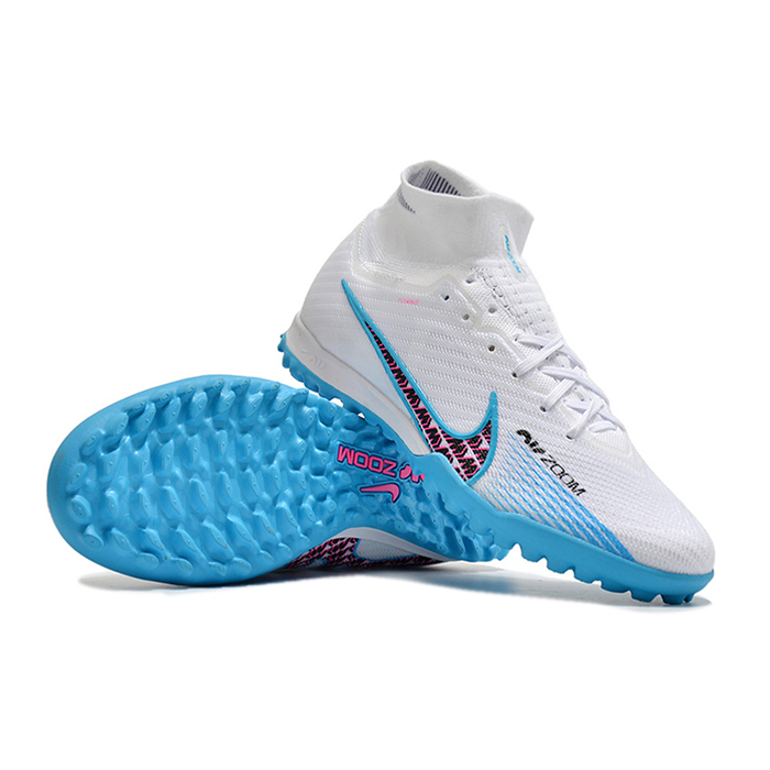 Air Zoom Mercurial Vapor XV Elite TF High Soccer Shoes-White/Blue-7434115