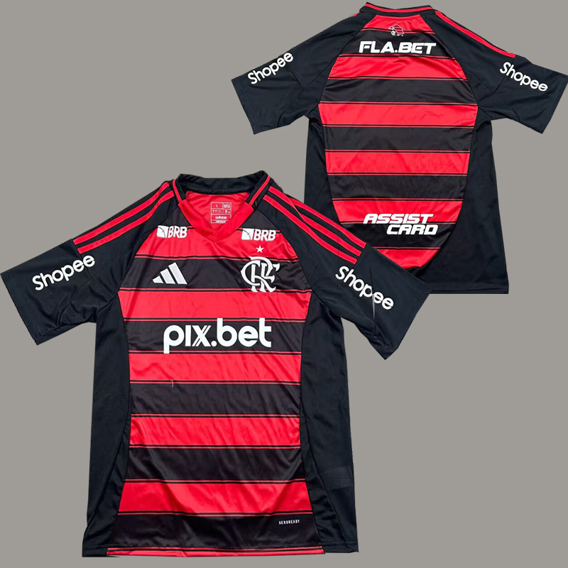 25-26 Flamengo Home Fans Soccer Jersey (Print All Sponsor )