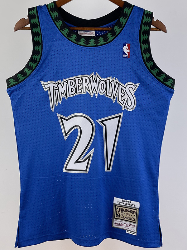 2003-04 Timberwolves GARNETT #21 Blue Retro Top...