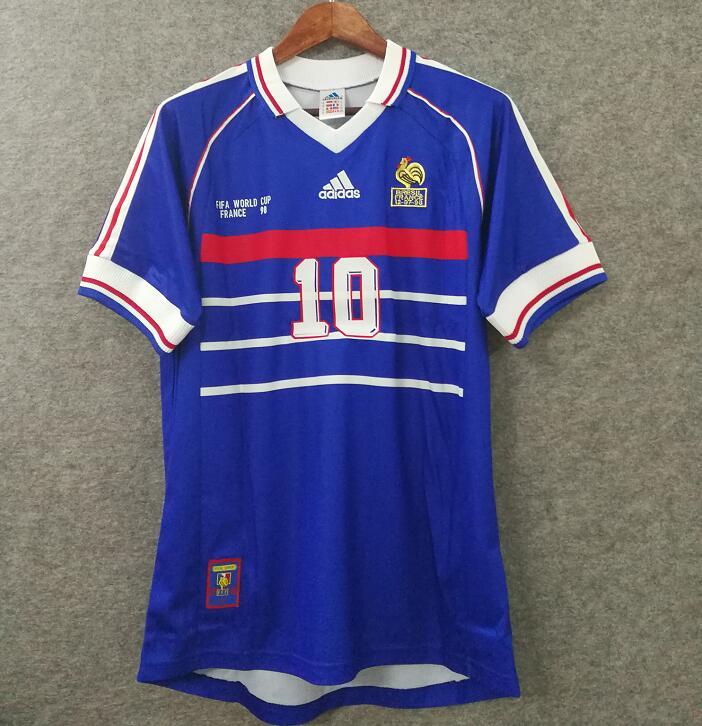 1998 ZIDANE #10 France Home Retro Soccer Jersey...