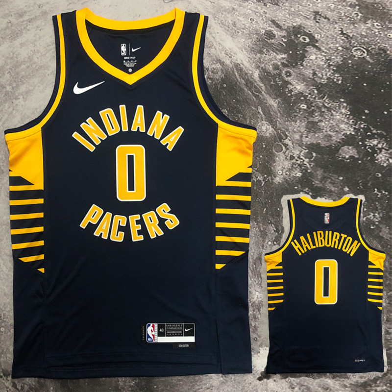 22-23 Indiana Pacers HALIBURTON #0 Black Away T...