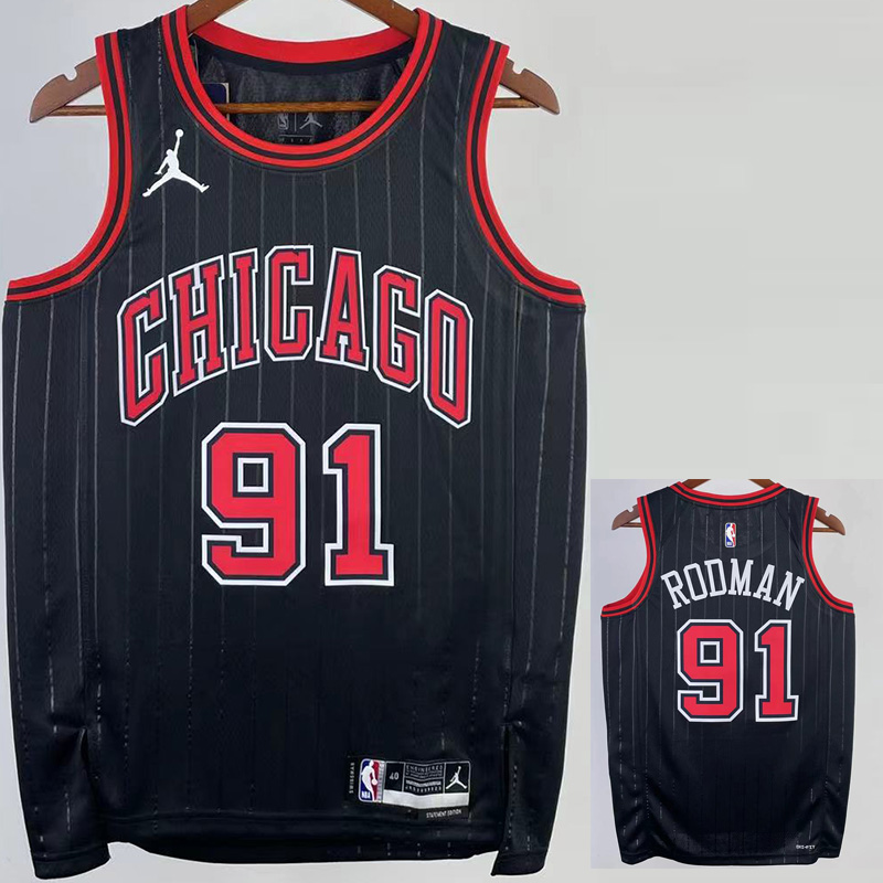 22-23 BULLS RODMAN #91 Black Top Quality Hot Pr...