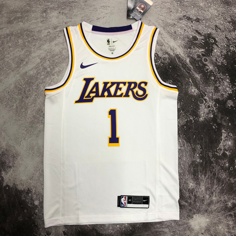 LAKERS RUSSELL #1 White Top Quality Hot Pressin...