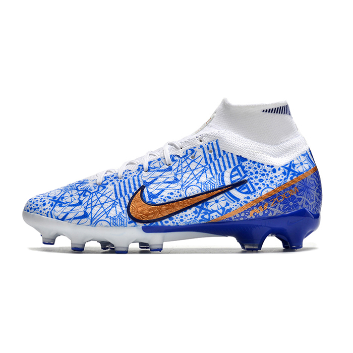 Air Zoom Mercurial Superfly IX Elite AG High Soccer Shoes-White/Blue-6659352