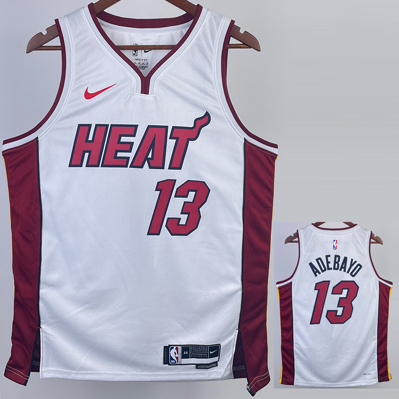 22-23 HEAT ADEBAYO #13 White Top Quality Hot Pr...