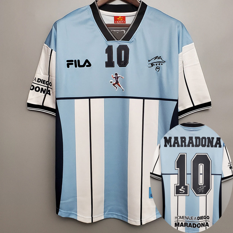 MARADONA 10# Argentina Home Retro Soccer Jersey...