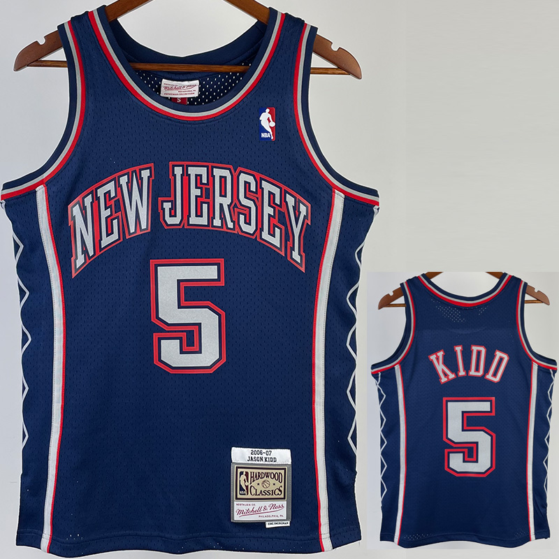 2006-07 NETS KIDD #5 Dark Blue Retro Top Qualit...