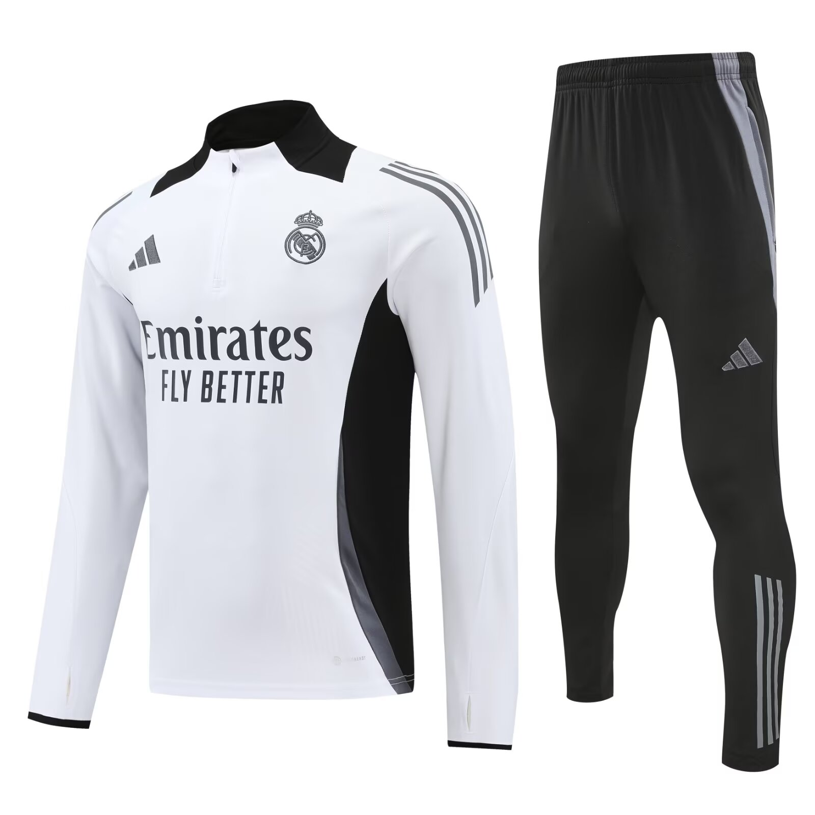 2024-25 RMA White Half Pull Tracksuit (半拉链)