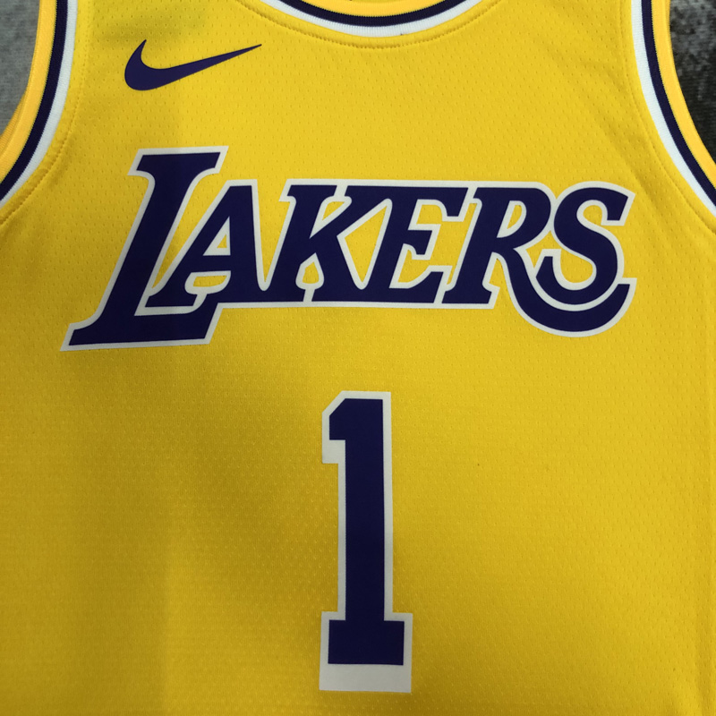 LAKERS RUSSELL #1 Yellow Top Quality Hot Pressi...