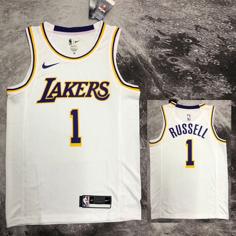 LAKERS RUSSELL #1 White Top Quality Hot Pressin...