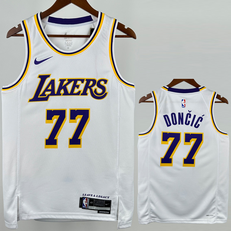 22-23 Lakers DONCIC #77 White Top Quality Hot Pressing NBA Jersey(圆领)