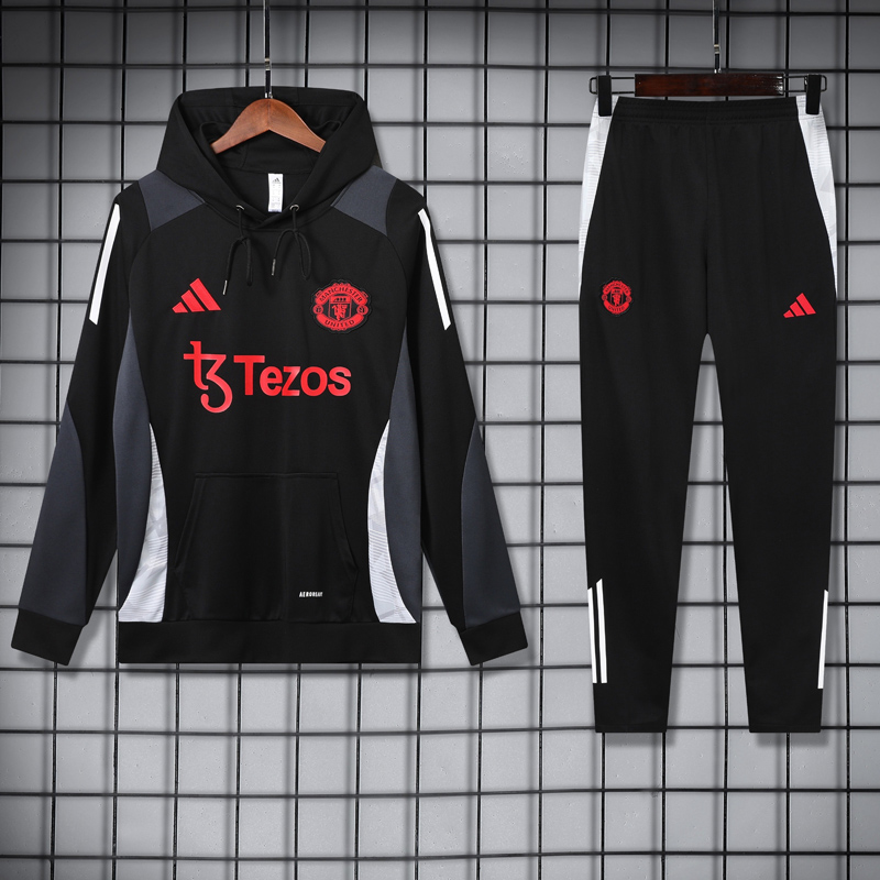 24-25 ManUtd Black Hoodie Tracksuit (卫衣套装)