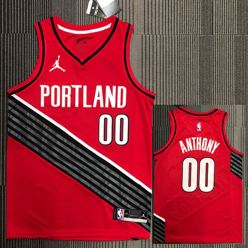 Trail Blazers ANTHONY #00 Jordan Red Top Qualit...