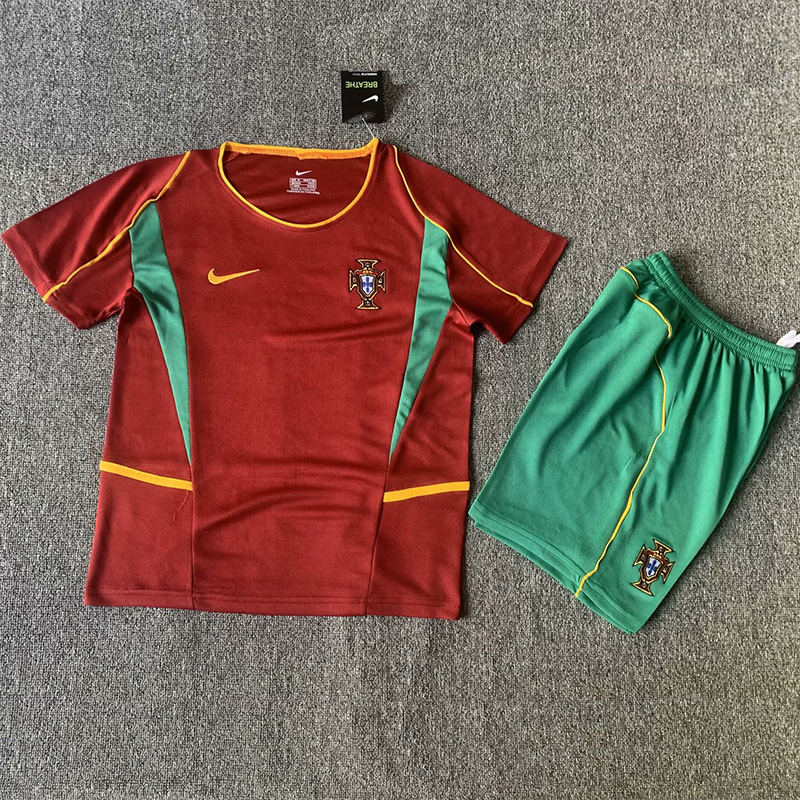 2002 Portugal Home Kids Retro Soccer Jersey