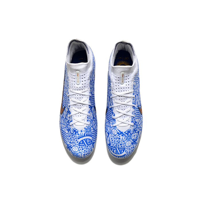 Air Zoom Mercurial Superfly IX Elite AG High Soccer Shoes-White/Blue-6659352