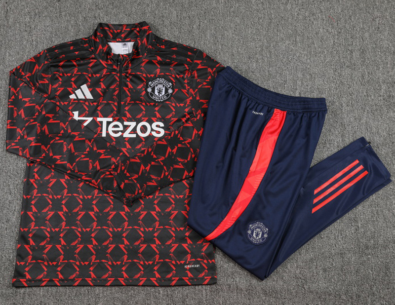 24-25 Man Utd Red black Half Pull Tracksuit (半拉链)(匹印)