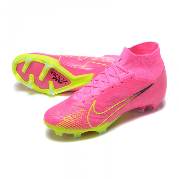 Air Zoom Mercurial Superfly IX Elite FG High Soccer Shoes-Pink/Yellow-2229597