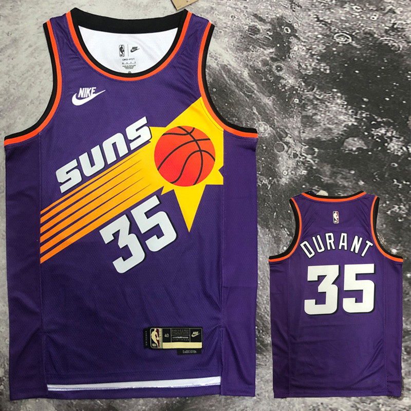 SUNS DURANT #35 Purple Retro Top Quality Hot Pr...