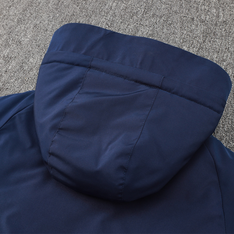 24-25 Spain Royal Blue Hooded Windbreaker Fabric Cotton Coat #G232