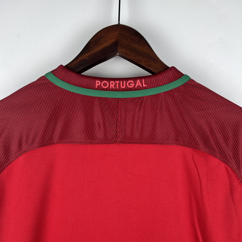 2016 Portugal Home Long Sleeve Retro Soccer Jer...