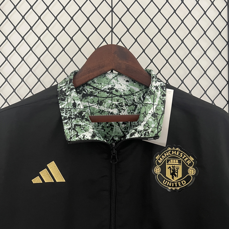 2024 Man Utd Black & Green Double Sided Windbre...