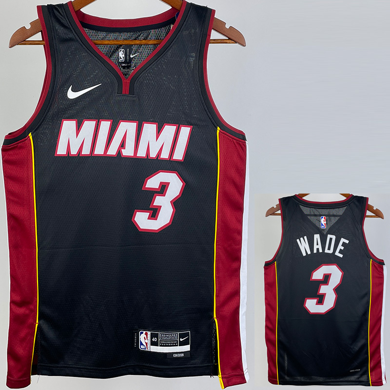 22-23 HEAT WADE #3 Black Top Quality Hot Pressi...