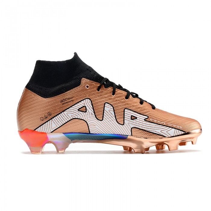 2022 World Cup in Qatar Mbappé Air Zoom Mercurial Vapor XV Elite FG High Soccer Shoes-Gold/Black-362388