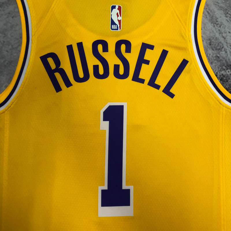 LAKERS RUSSELL #1 Yellow Top Quality Hot Pressi...