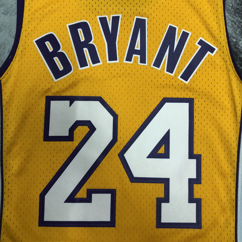 2009 LAKERS BRYANT #24 Yellow Retro Top Quality...