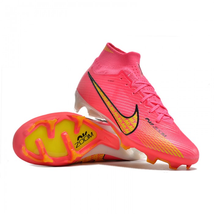 Air Zoom Mercurial Vapor XV Elite FG high Soccer Shoes-Pink/Yellow-6659555