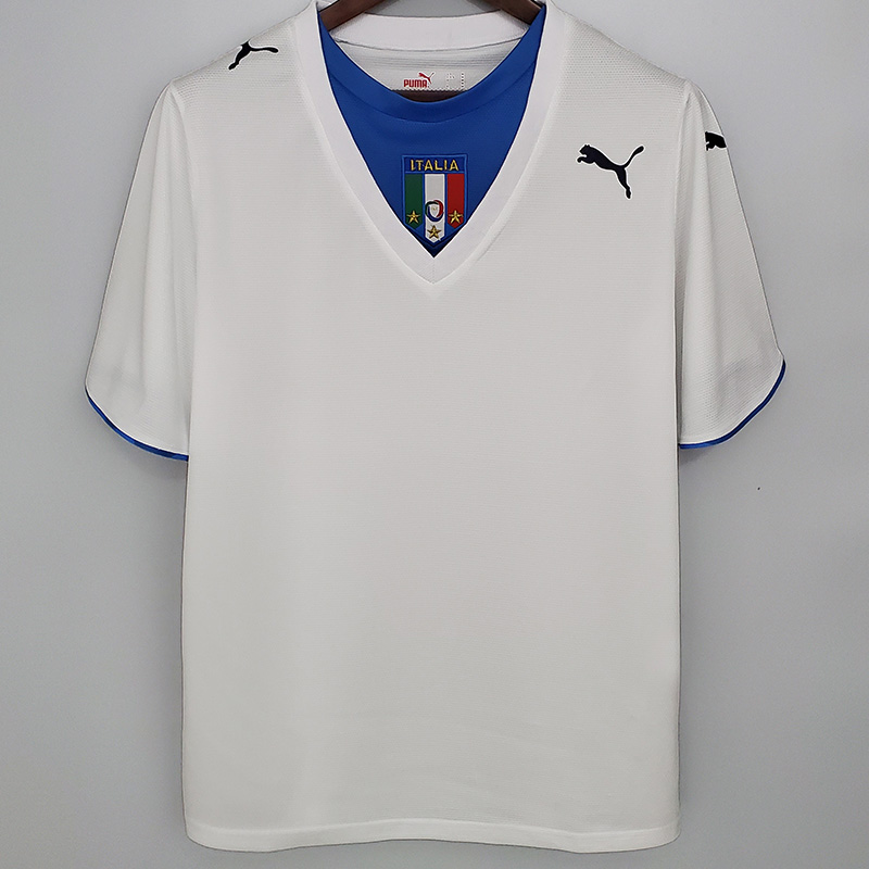 2006 Italy Away White Retro Soccer Jersey