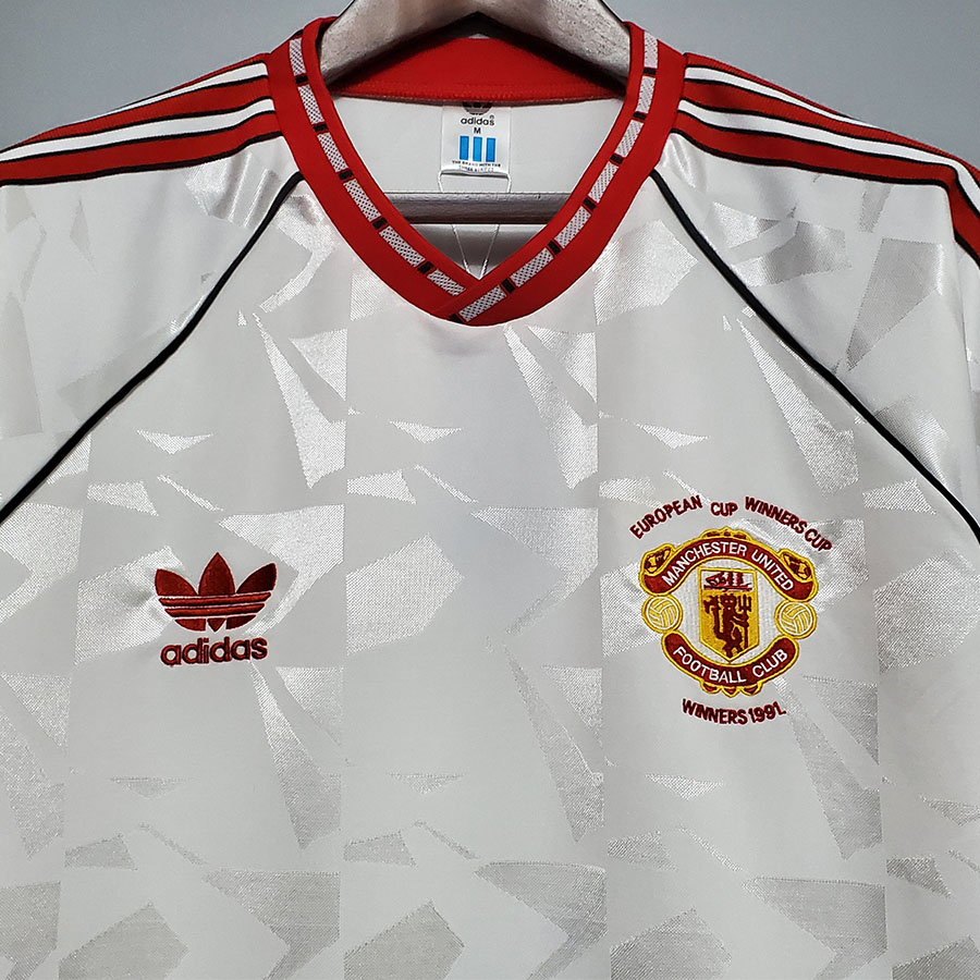 1991 Man Utd Away White Retro Soccer Jersey