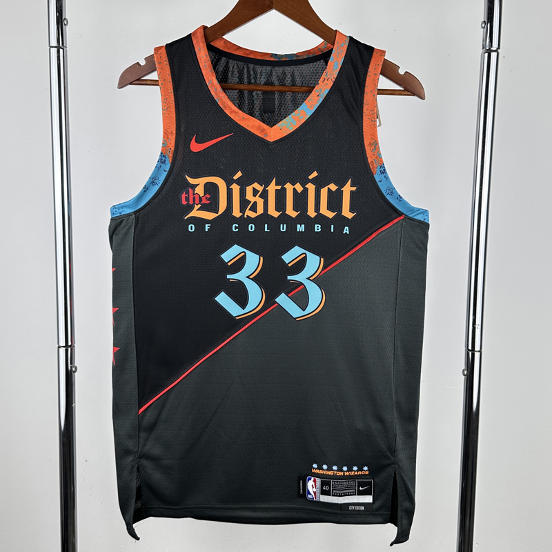 23-24 Wizards KUZMA #33 Black City Edition Top Quality Hot Pressing NBA Jersey