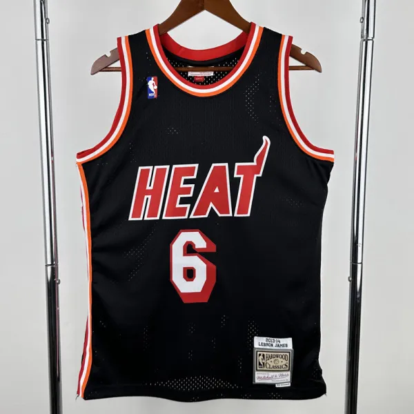 2013-2014 HEAT JAMES #6 Black Retro Top Quality Hot Pressin g NBA Jersey