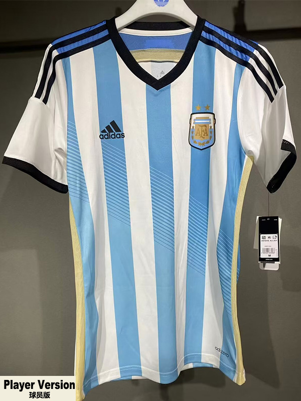 2014 Argentina Home Player Version 球员 Retro Soccer Jersey