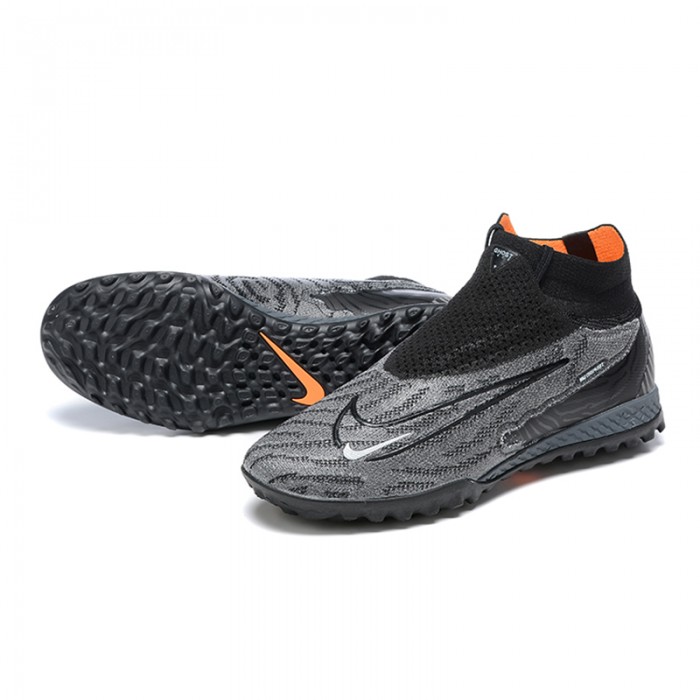 Phantom GX Elite DF Link TF High Soccer Shoes-Gray/Black-7616646