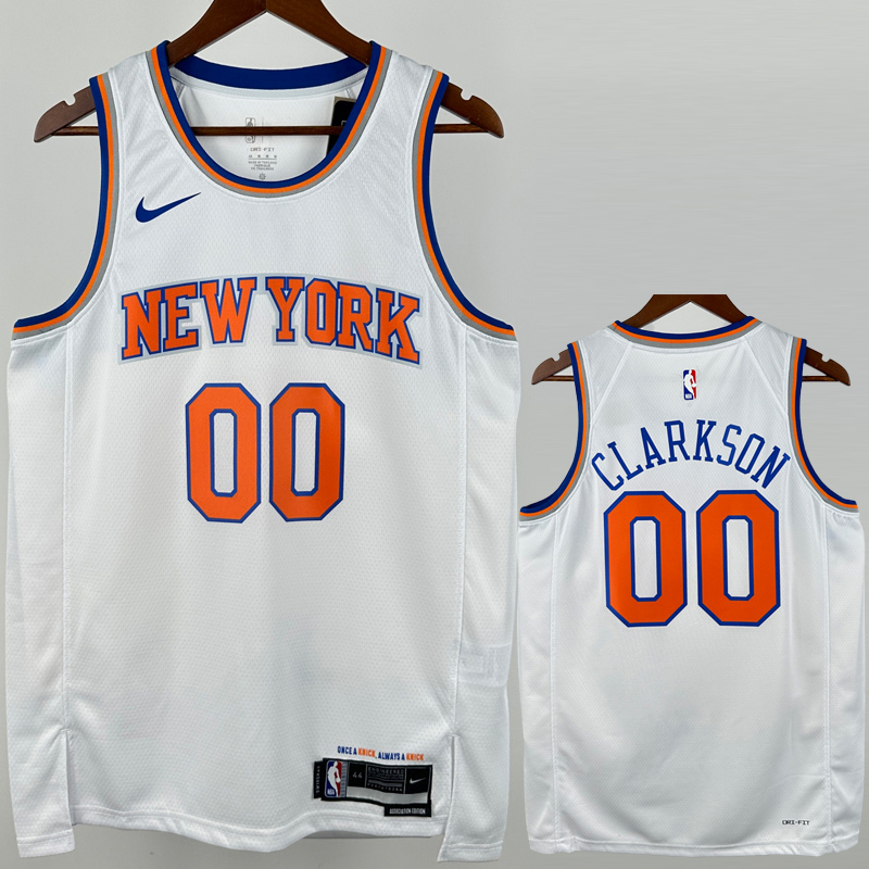 22-23 KNICKS CLARKSON #00 White Top Quality Hot Pressing NBA Jersey